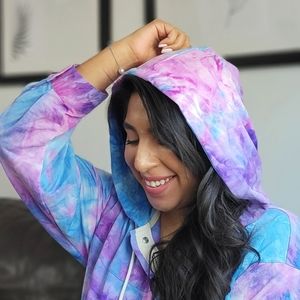 SUMMER SKIES BLUE PINK TIE DYE ROMPER